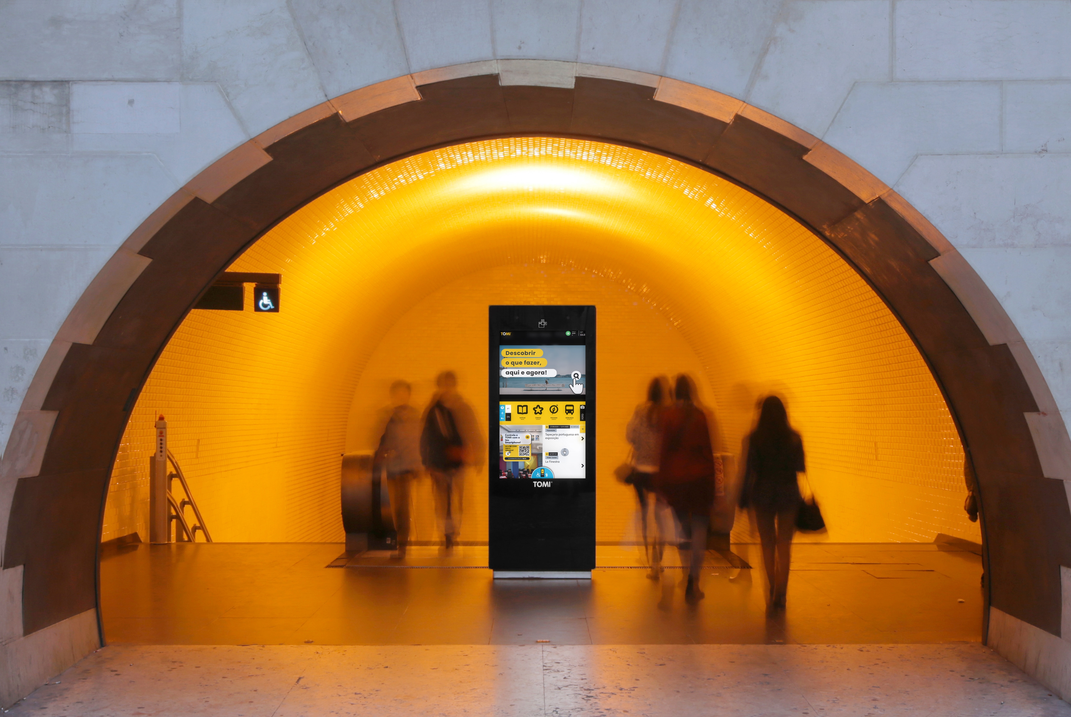 TOMI digital kiosk in urban setting