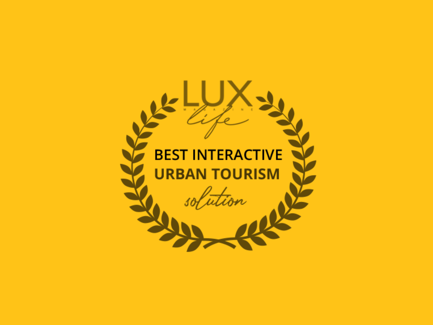 Best Interactive Urban Tourism Solution 2020 award certificate